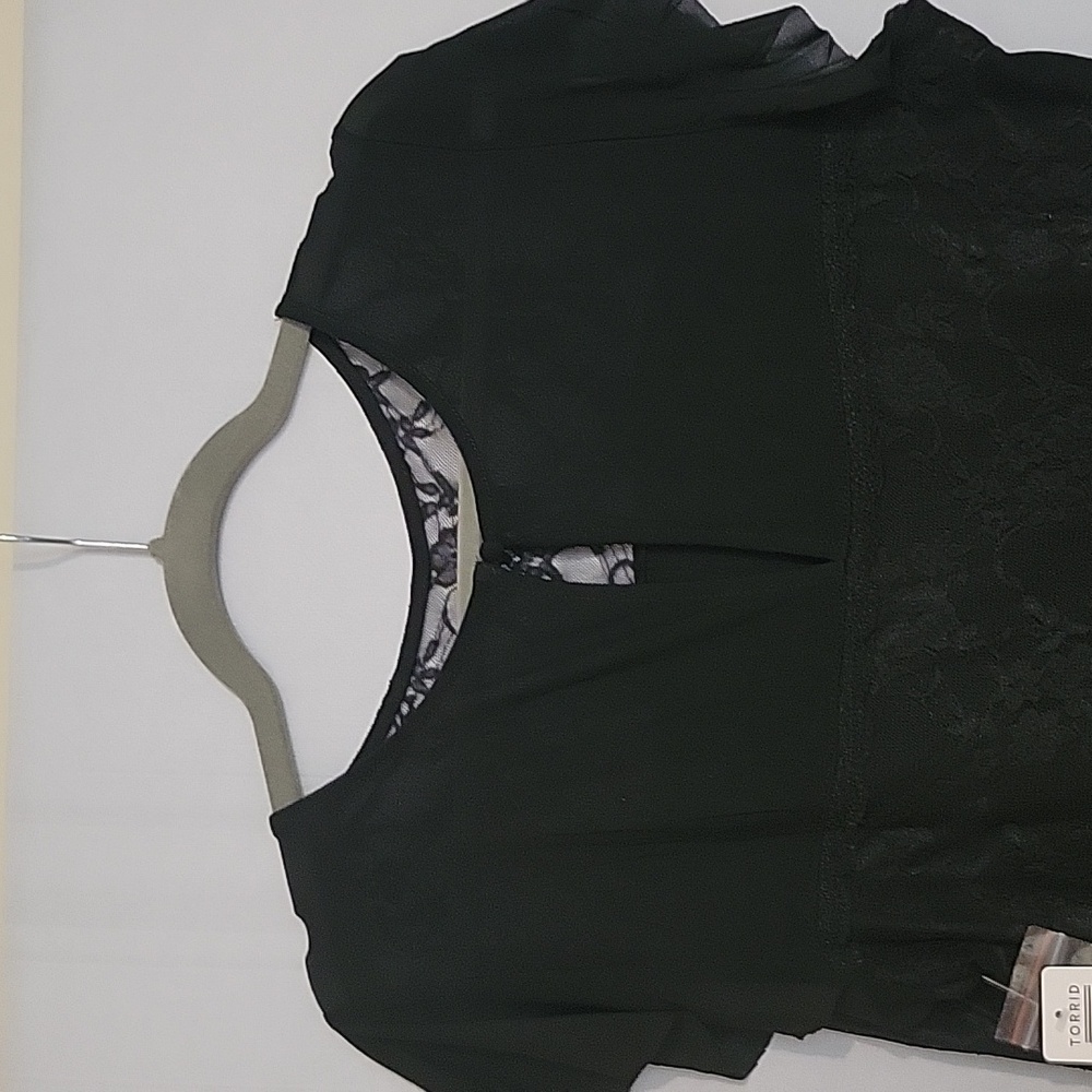 Women's Torrid Black Lace Babydoll Top NWT Sz 0 L 12 - Picture 8 of 11